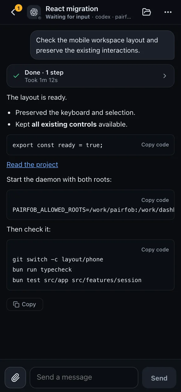 Chat mode with the run steps and the reply